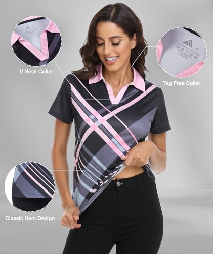 Little Beauty Women's Golf Polo Shirts Short Sleeve Moisture Wicking Tennis Athletic Shirt with 3 Button4