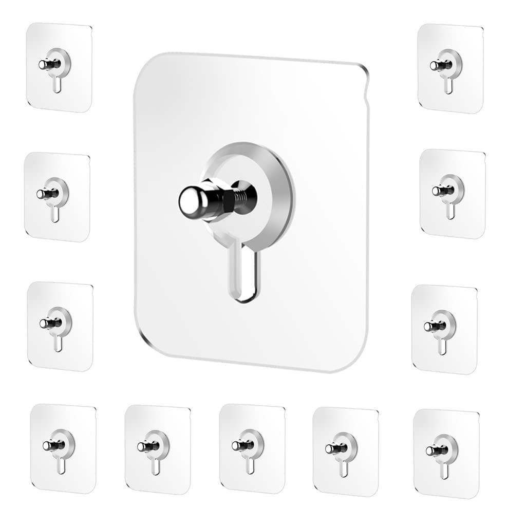 TEZURTH 5 Pack Heavy Duty Self-Adhesive Screw Hooks as Strong Wall Hanging