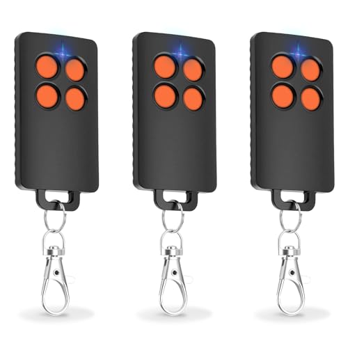 Lot de 3 AAM0121 Télécommande Portail– Compatible SCS Sentinel – 433,05–434,79 MHz – 4 Canaux – Code Secret Tournant & Portée 50 m - orange