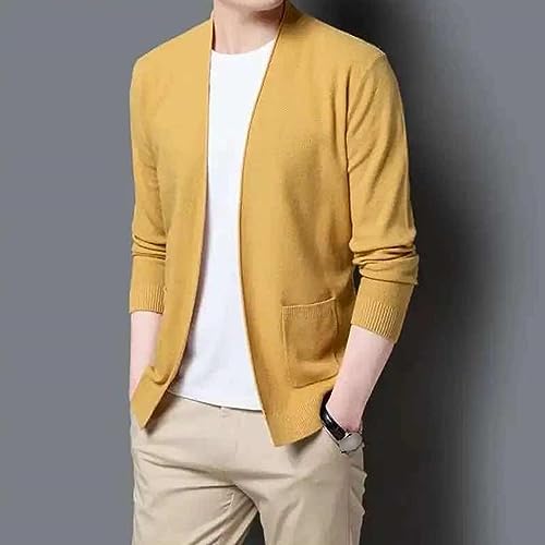 Men's Cardigan Sweaters Lightweight Casual V Neck Rib Slim Fit Long Sleeve Knitted Sweater With 2 Front Pockets3