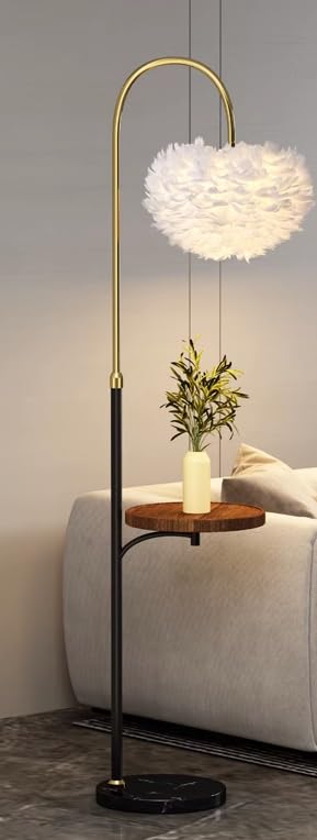 Lámpara de mesa vertical de plumas con bandeja y USB 5
