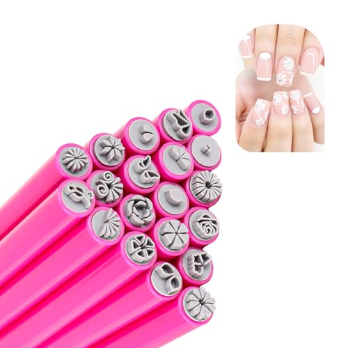 20PCS Nail Art Stamp Pen Set, Flower Butterfly Rose Nail Stamping Kit, DIY Stamper Nail Art Tools with Different Patterns for Women Girls