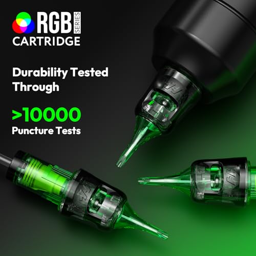 HAWINK 50PCS Tattoo Needles Cartridge Assorted Mixed Size Round Liner Magnum Curved/Round Mag 10 Bugpin (3RL 5RL 7RL 9RL 11RL 7RM 9RM 11RM 13RM 15RM)*5PCS Disposable Membrane EN20-FG-50KIT-K