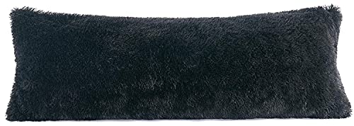 Coiza Body Pillow Cover, Big Plush Shaggy Luxury Ultra Soft Body Pillowcase With Zipper, Throw Body Pillow Cases For Body Pillow (Black, 21 * 54Inch) #TOP1