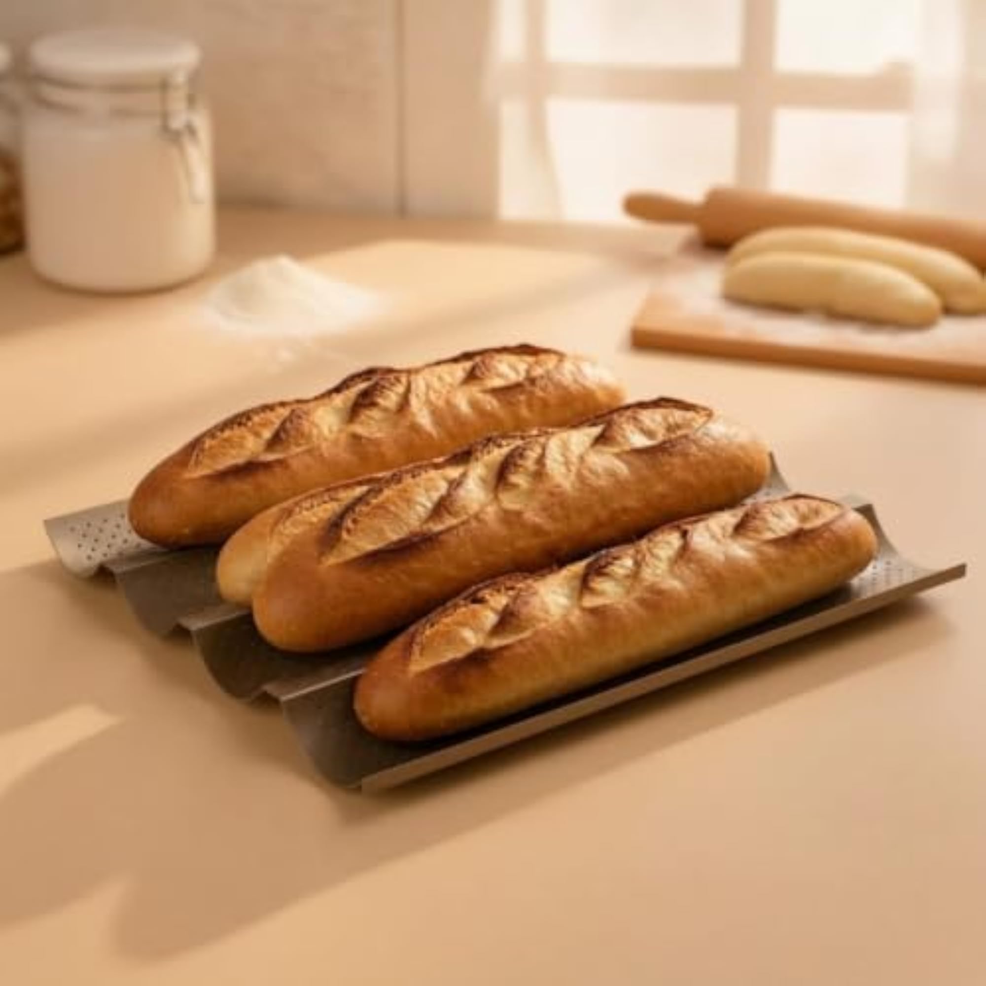 Rectangular Perforated French Bread Tray Non-Stick Bakeware