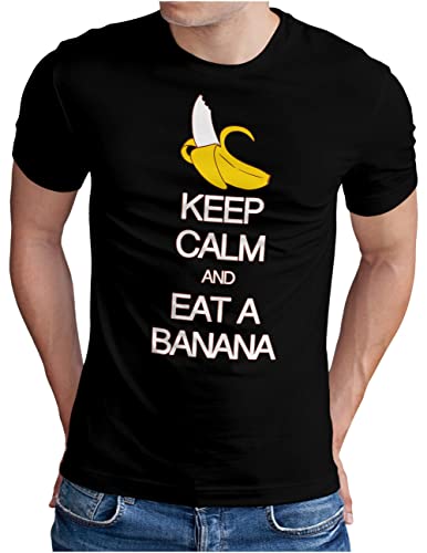 T-shirt Keep Calm eat a Banana vêtement imprimé noir rigolo grande taille XXXXXL