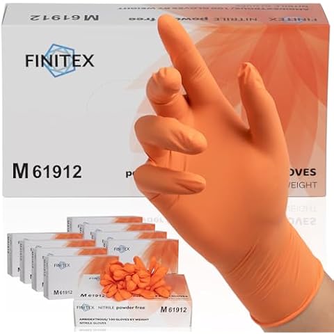 FINITEX Nitrile Disposable Latex-Free Gloves Orange - 3.5mil 1000PCS Powder-Free Gloves Cleaning Medical Exam Food Gloves (Orange (Medium 1000)) Cover