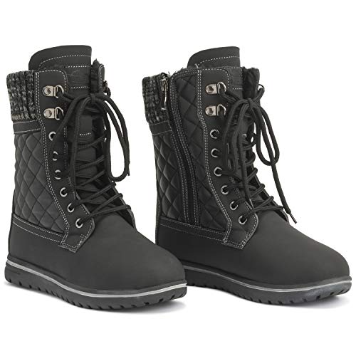 Polar Products Womens Quilted Short Faux Fur Snow Waterproof Winter Durable Warm Boots - 10 - BLK41 AYC0528