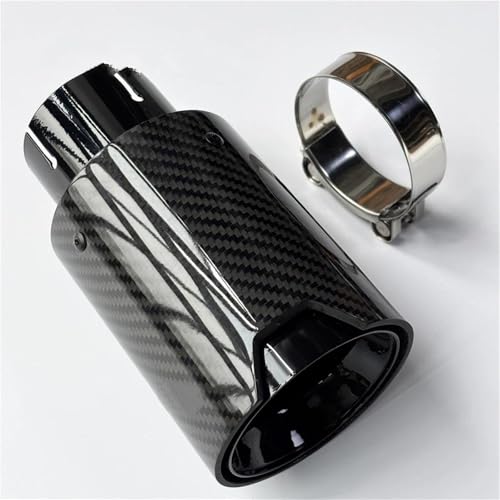 Tubo de escape coche de acero inoxidable con silenciador de fibra de carbono negro ID 57mm OD 93mm