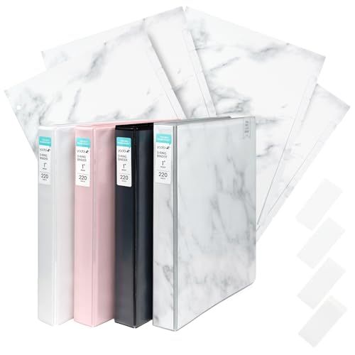 Yoobi 1 Inch Marble Binder & 8-Tab Marble Binder Divider Set (4-Pack) with 2-pocket organizers