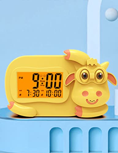 Perpurity Digital Alarm Clock For Kids Sleep Trainer Time Aid Dual Alarms Nightlight Daylight Rise Children's To Wake Clock For Toddlers Alarm Clocks For Bedroom(Yellow Cow) #TOP28