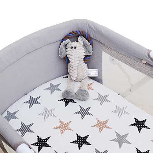 Image of Onacosht Bassinet Sheets for Baby Boy and Girl, Stretchy Breathable Fitted Sheet Universal for Bassinet Cradle Hourglass Oval Rectangle Pad /Mattress, 4 Pack Stripes Dots Chevrons and Stars