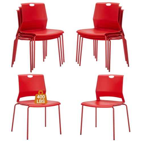 Image of Sidanli 8 Pack Plastic Stacking Chairs, 400LBS Support Metal Frame, Red