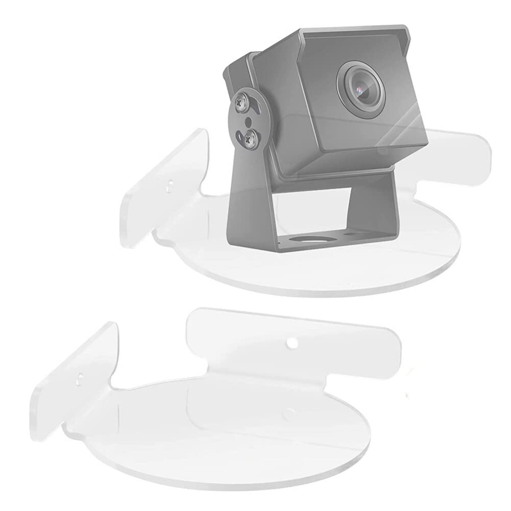 2pcs Baby Monitor Wall Shelf Mini Speaker Stand Home Camera Circular Corner Stand Corner Mount Shelf with 4Pcs Screw and 4Pcs Expansion Pipe and 8Pcs 3M Adhesive (Transparent)