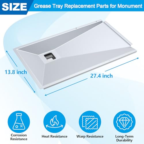 Image of Outdoor Grills Grease Tray Replacement Parts for Monument 17842 24367 35633 24633 13892 Gas Grill, Stainless Steel Grease Tray Parts for Monument 4 Burner Gas Grill D425 D405 41847NG 25392