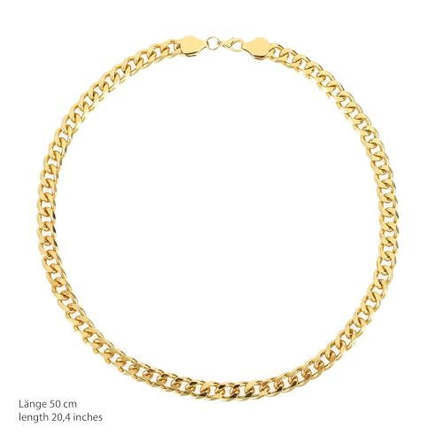 KarneLux Goldkette 50 cm - Kostüm Accessoire für Gangster, Rapper oder Joker - Disco Goldkettchen Panzerkette 80er Jahre für Karneval oder Fasching