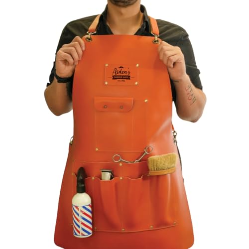 Custom Creative Artist Apron – Personalized Vegan Leather Barber & Stylist Workwear – Handmade Salon Apron with Functional Pockets & Adjustable Straps – Water-Resistant, Lightweight & Easy to Clean