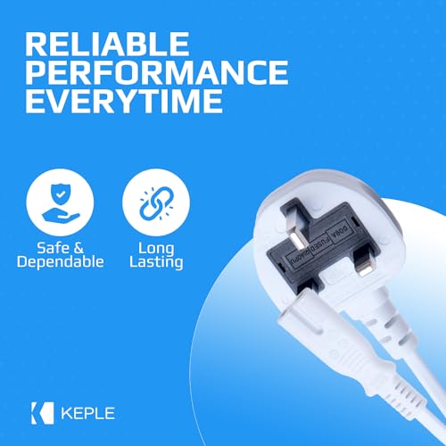 2 Pin Mains Power Cable Universal Fig Figure 8 UK Lead Compatible with HP Envy 4500, 5530, 5532, 120, 5510, 5520, 6520 | HP OfficeJet 4650, 6968, 6978, 3830, 8710 Printer | Wall Cord 3m (White) - Image 4