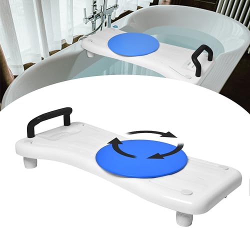 ACXIN Planche de Bain pour Personnes âgées, avec Porte-Savon et poignée, pour Baignoire, 41 à 63 cm, réglable, avec Plaque tournante, Charge maximale : 150 kg