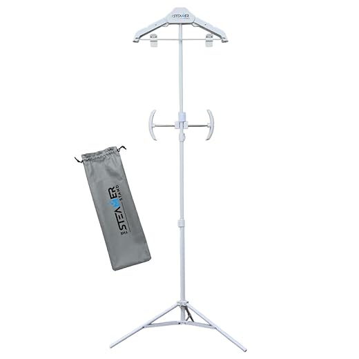 Deluxe | Adjustable Standing Garment Steaming Rack with Hanger | Fast, Foldable, Portable Clothes Steam Ironing Solution for Travel & Home