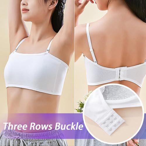 Girls Strapless Bandeau Bras Cotton Bandeau with Detachable Straps Seamless Bralettes for 12-18 Years3
