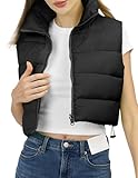 WUEAOA Women's Winter Cropped Puffer Vest Lightweight Sleeveless Cute Outerwear Puffer Vest