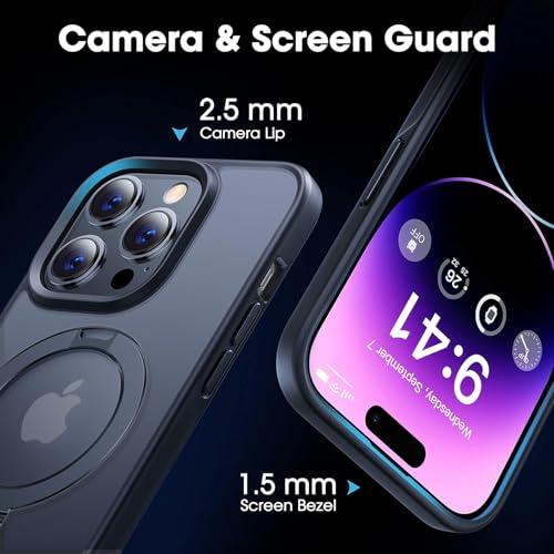 Image of iPhone 14 pro Magsafe Stand Case | Matte Design & 360 Protection | Military-Grade Apple iPhone 14 pro Cover | Ultra Premium - Black