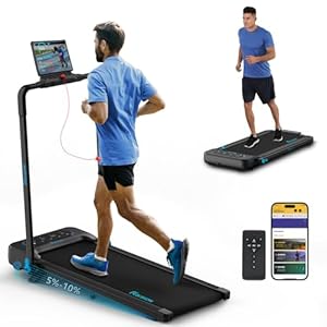 Treadmills with 10% Incline LED Display, 1-14 KM/H Under Desk Walking Pad with Foldable Handrail for Home/Office Workout Jogging Machine with Remote Control and App