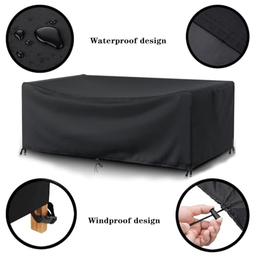 Housse de table d'extérieur en polyester haut de gamme imperméable 370x285 cm - 4