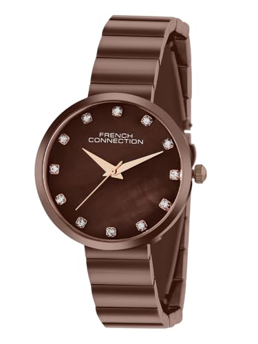 Image of French Connection Mop Brown Round Dial with Brown Stainless Steel Metal Strap Watch - for Womens FCN0128BRGM