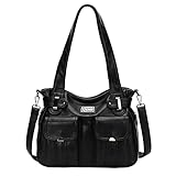 KL928 Purses for Women，Soft PU Leather Handbags ，Large Capacity Shoulder Bags ，Multi-Pockets Fashion Crossbody Purse (Black)