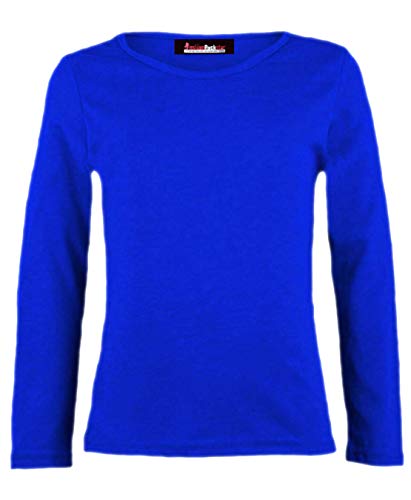 T-Shirt für Kinder, Mädchen, einfarbig, langärmelig, Stretch, Rundhalsausschnitt, für die Schule, Alter 5–14 Jahre Gr. 9-10 Jahre, königsblau