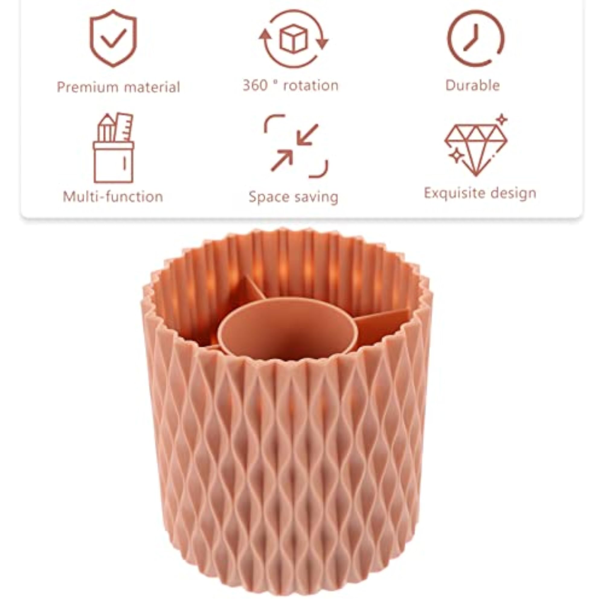 Pink 360 Rotating Makeup Brush Container