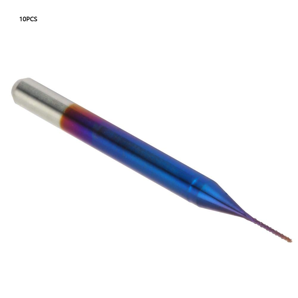 10 stücke Wolframfräser Blau Beschichtet Spiralfräser Fräsmaschine Cutter Bohrer CNC Fräser Set Werkzeug(0.6mm)