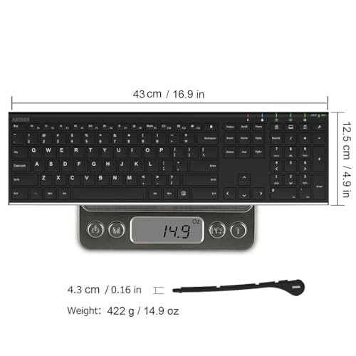 Arteck HW192 2.4G Wireless Keyboard Stainless Steel Ultra Slim Full Size Keyboard thumb #5