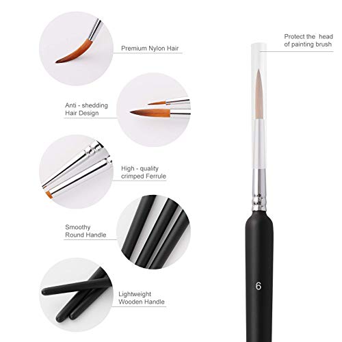 10Pcs Miniature Paint Brushes, Detail Fine Tip Paint Brushes Set With Ergonomic Handle - Suitable For Acrylic Painting, Oil, Watercoloring, Face, Nail, Scale Model Painting, Line Drawing #TOP3
