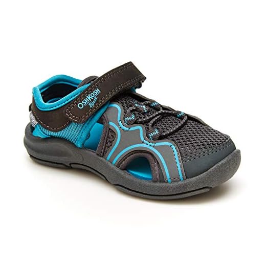 OshKosh B'Gosh Boys Tempu Sport Sandal, Grey/Turquiose, 5 Toddler