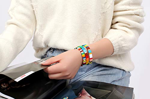 Coolcos Tile Bracelets Stackable Enamel Stretch Tile Bracelet Rainbow Colorblock Beads Bracelets Bohemian Strand Bracelets For Lady Women & Men Girls (A Colorblock Stripe) #TOP1