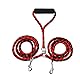 Tibapla Doppelleine für 2 Hunde, Verhedderungsfreie Hundeleine Verstärkung Doppelleine Hundeleine, mit Gepolsterten Griffen für Hunde Klein Mittlere und Große Lauftraining, 10mm*140cm (Red)