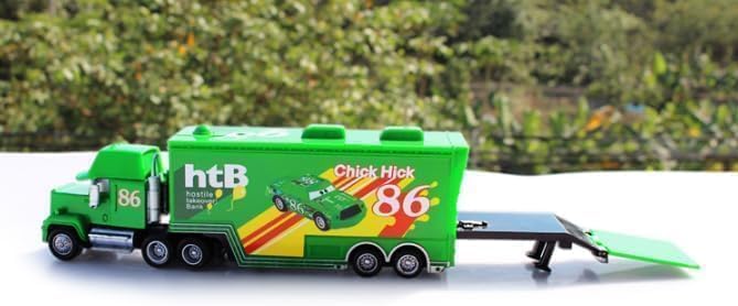 Cars 2pcs Container Truck Lightning Uncle 1:55 Model Metal Diecast Anniversary Toys for Kids (86 Race Cars + Container Carrier Truck)