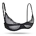 Wingslove Women's See Through Lace Bra Balconette Sexy Unlined Demi Cup Underwire Non-Padded Lingerie Black