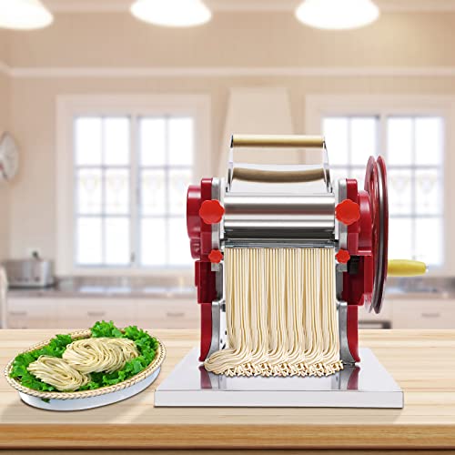 Piaocaiyin Commercial Electric Pasta Maker, Red Dough Sheeter, Dough Roller Noodle Cutting Machine, Dumpling Skin Maker Machine, Manual Noodle Machine For Commercial Or Home Use #TOP2