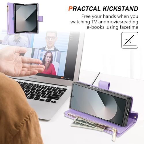 Étui en cuir Galaxy Z Fold 5 noir premium avec porte-cartes chic