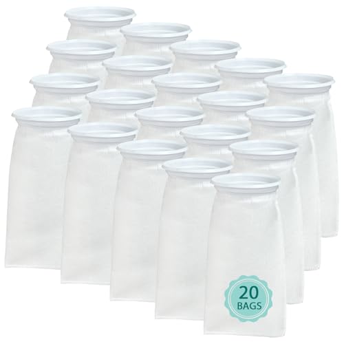 beaufan 20 Pack 4 Inch Ring Felt Filter Socks 200 m Compatible with Waterbox Marine X 60.2 90.3 and 110.4 Aquarium Filter Bags for Saltwater 4 Inch Ring by 10.4 Inch Long