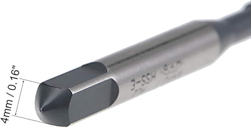 Miniatura 4 de uxcell Grifo de roscado de punto espiral M4 x 0.7, tolerancia H2 de acero de alta velocidad recubierto TICN, vástago redondo con extremo cuadrado,