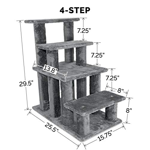 Furhaven Steady Paws Multi-Step Pet Stairs For High Beds & Sofas - Gray, 4-Step #TOP1