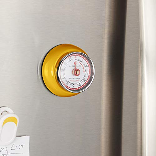 Zassenhaus Magnetic Retro Kitchen, Classic Mechanical Cooking Timer (Yellow), 2.75-Inch #TOP3