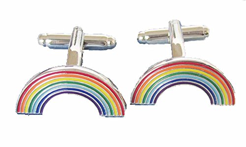 Preisvergleich Produktbild korpikus® ' Regenbogen ' Theme Edelstahl-Manschettenknöpfe In Kostenlose Geschenktüte