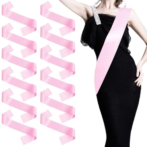 ZOCONE 12 peças bandas rosa para festa faixa de aniversário de cetim faixas despedida solteira bandas de graduação pack DIY para casamento tema Bride aniversário festa graduação