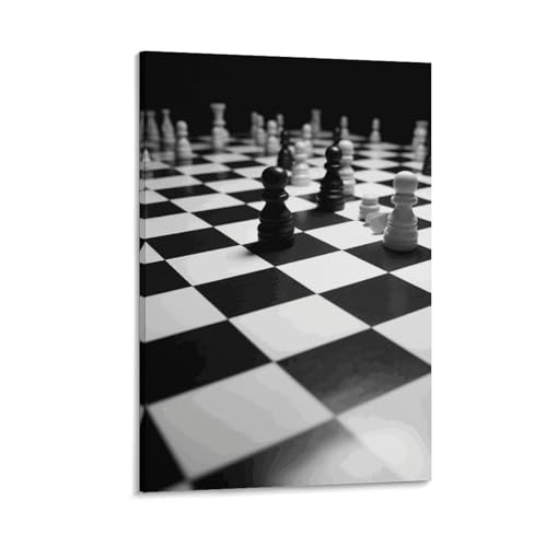 Impression sur toile damier noir et blanc moderne BWQMNT pour décoration murale de maison